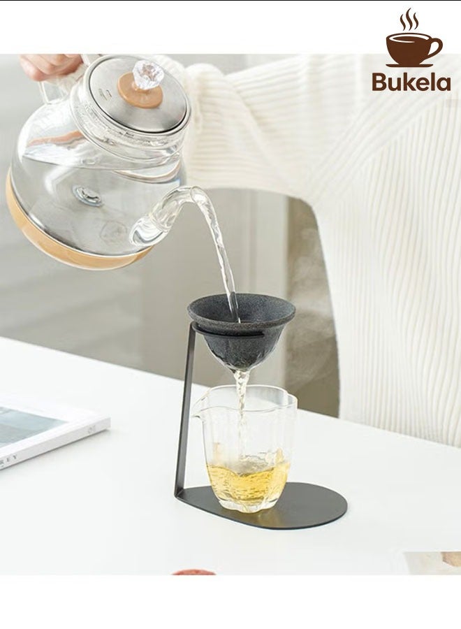 كيلا قمع حجري v60 فلتر حجري ماكينة صنع القهوة ذات المصفاة، ماكينة صنع القهوة ذات المصفاة القابلة لإعادة الاستخدام، مع حامل وأدوات تنظيف - Image 3